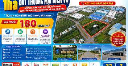 Đất Dịch vụ 1Ha Tại Khu Công Nghiệp Hòa Bình - Cơ Hội Đầu Tư Kho Bãi & Logistics Gần TP.HCM
